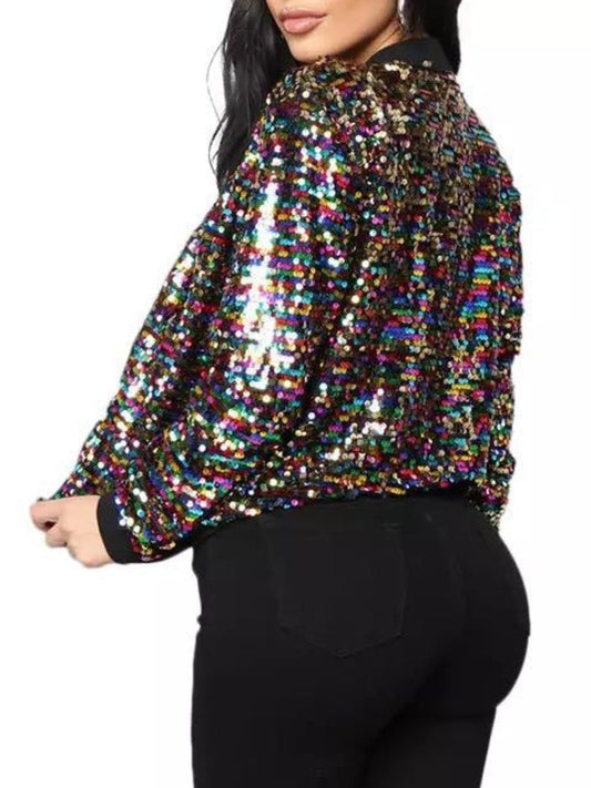 Sequin Short Zip Jacket