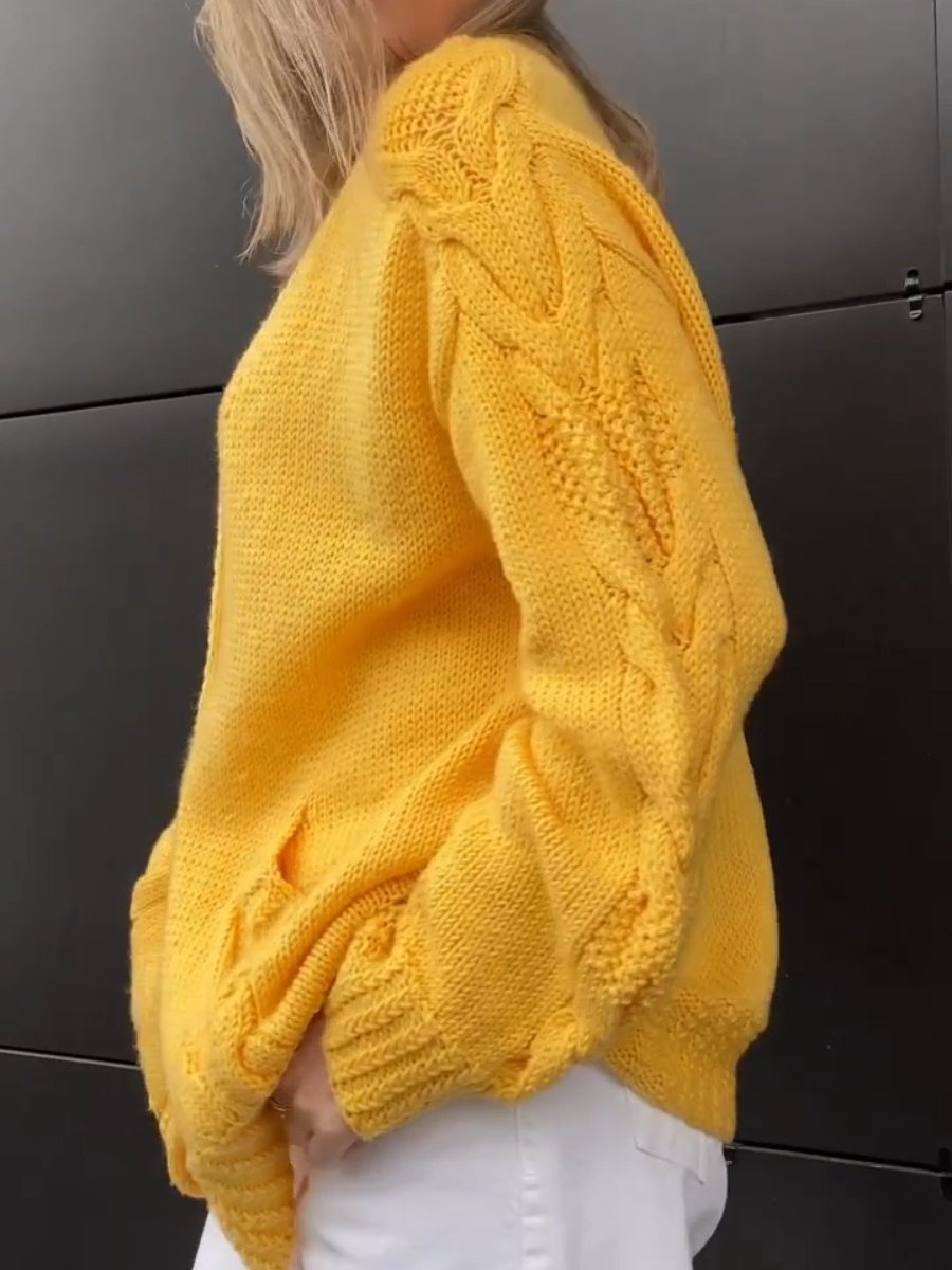 Casual Cozy Yellow Knit Cardigan