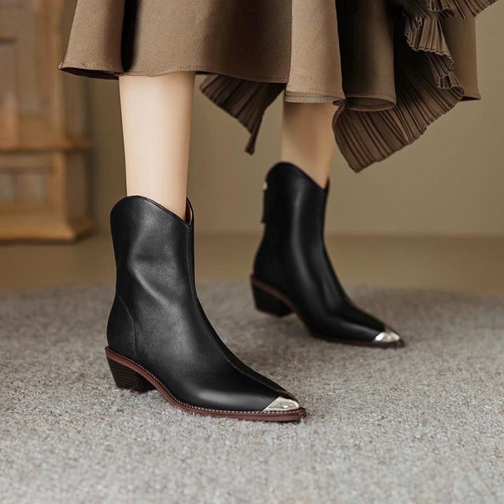 Light Luxury Metallic Toe Pointed Toe Boots