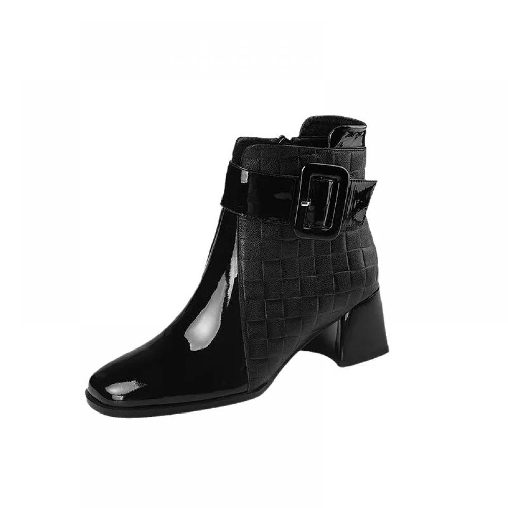 Fashion Boots Chunky Heel Square Toe Short Boots