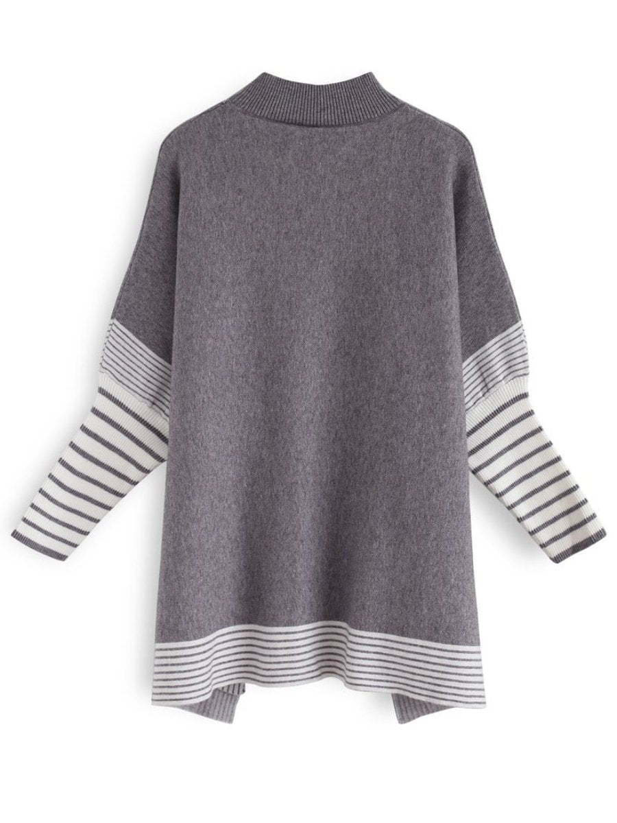 Lie In CFields Striped Oversize Knit Cape Sweater