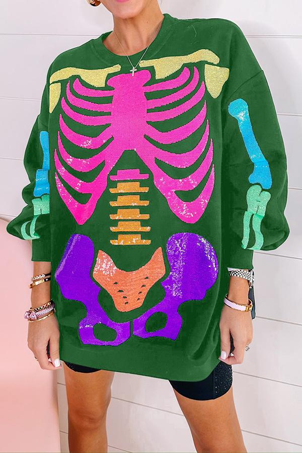 Rainbow Skeleton Sweatshirt Dress