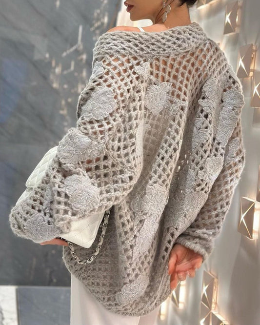 Hand-knitted Openwork Cardigan