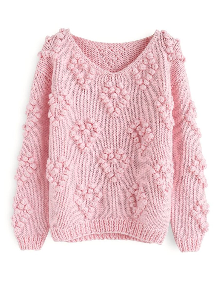 Pink Knit Your Love V-Neck Sweater