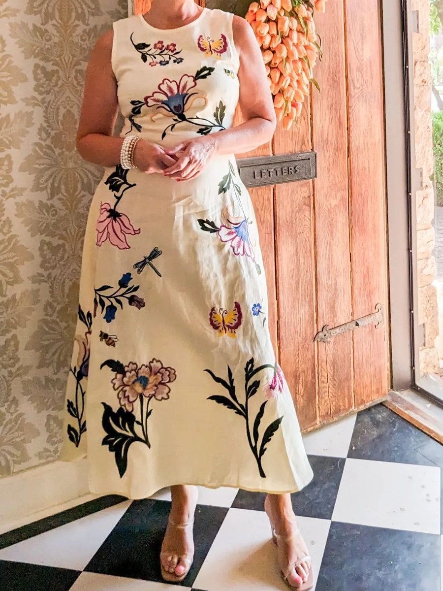 Floral Embroidered Midi Dress