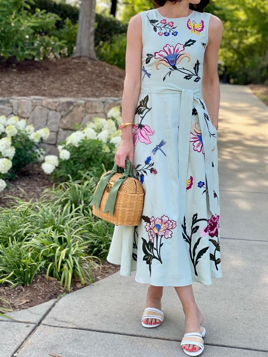 Floral Embroidered Midi Dress