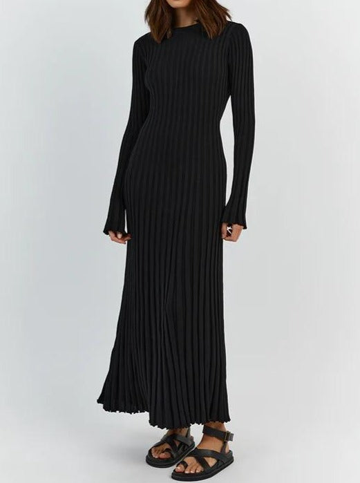 ADA Rib Knit Long Sleeve Midi Dress