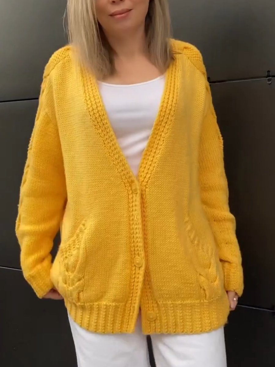 Casual Cozy Yellow Knit Cardigan