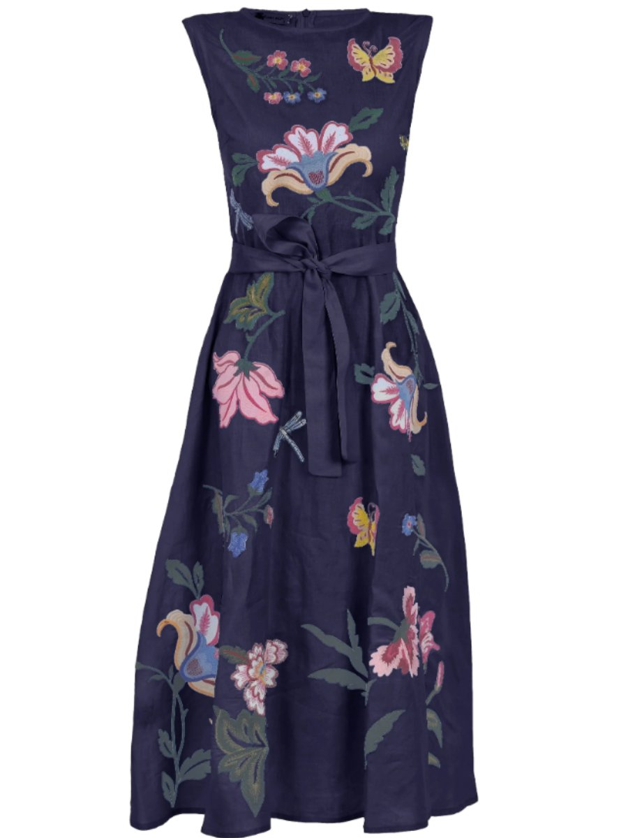 Floral Embroidered Midi Dress