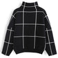 Grid Turtleneck Sweater In Black