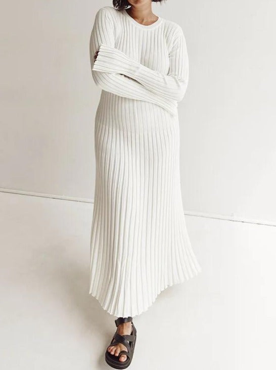 ADA Rib Knit Long Sleeve Midi Dress