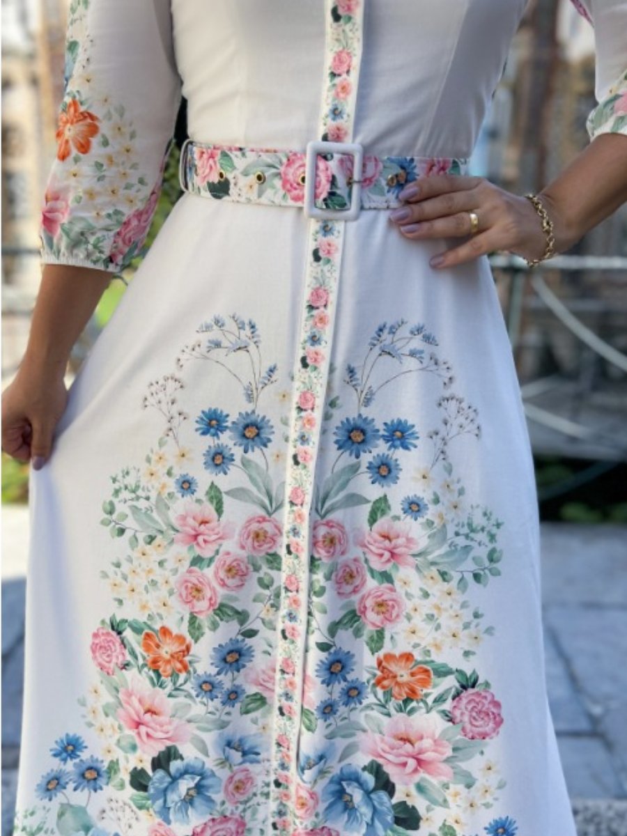 Romantic floral belted dress